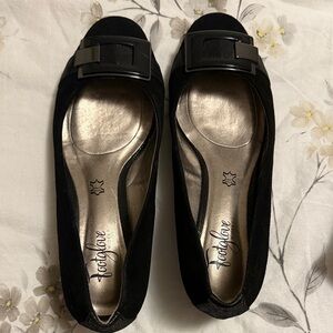 Black Women's Flats with Buckle